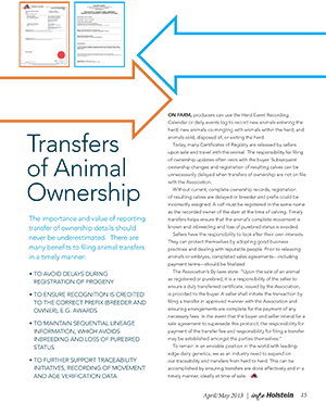 Transfers of Animal
      Ownership